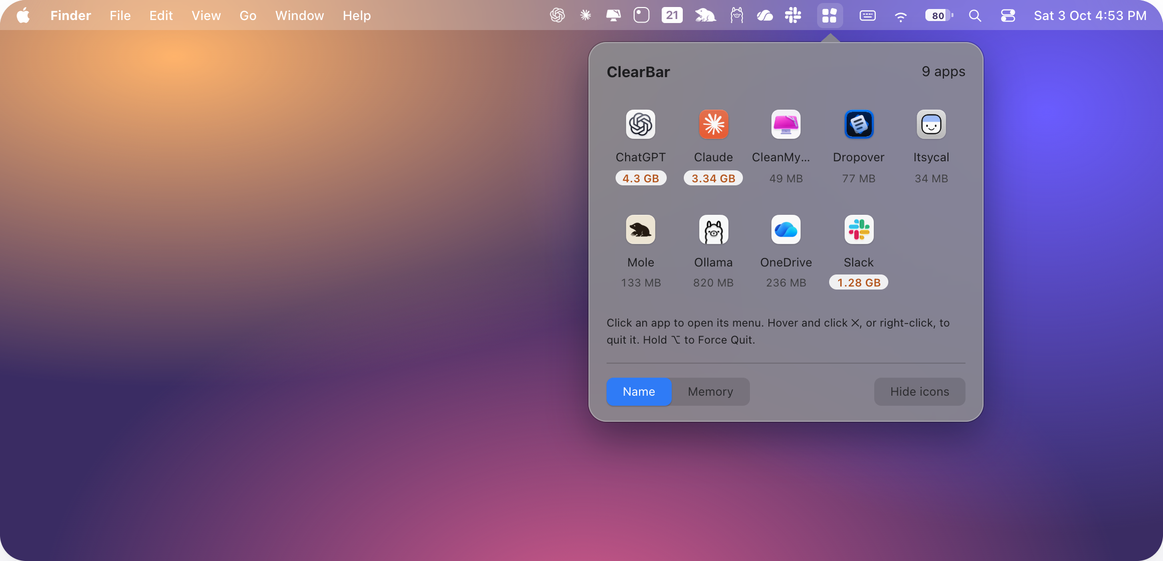 ClearBar screenshot