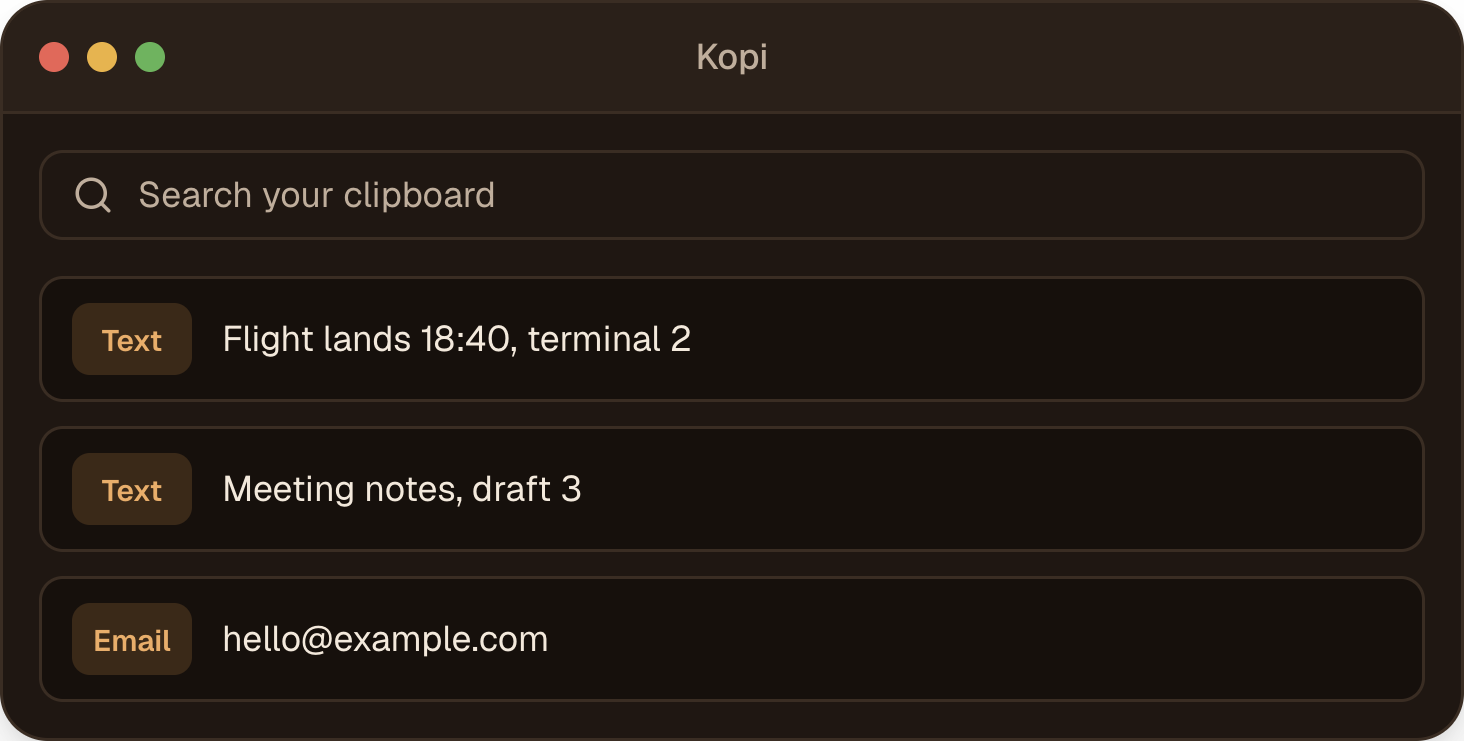 Kopi screenshot
