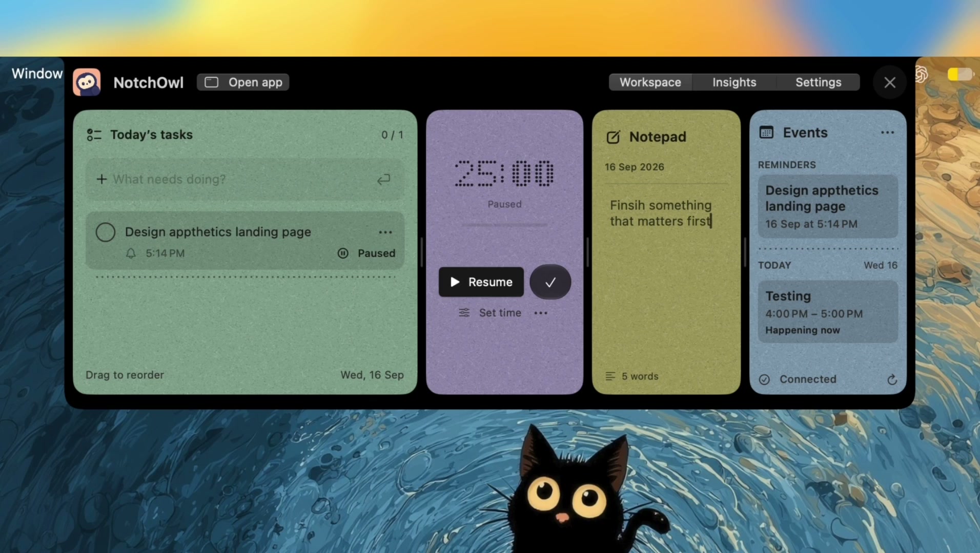 NotchOwl screenshot