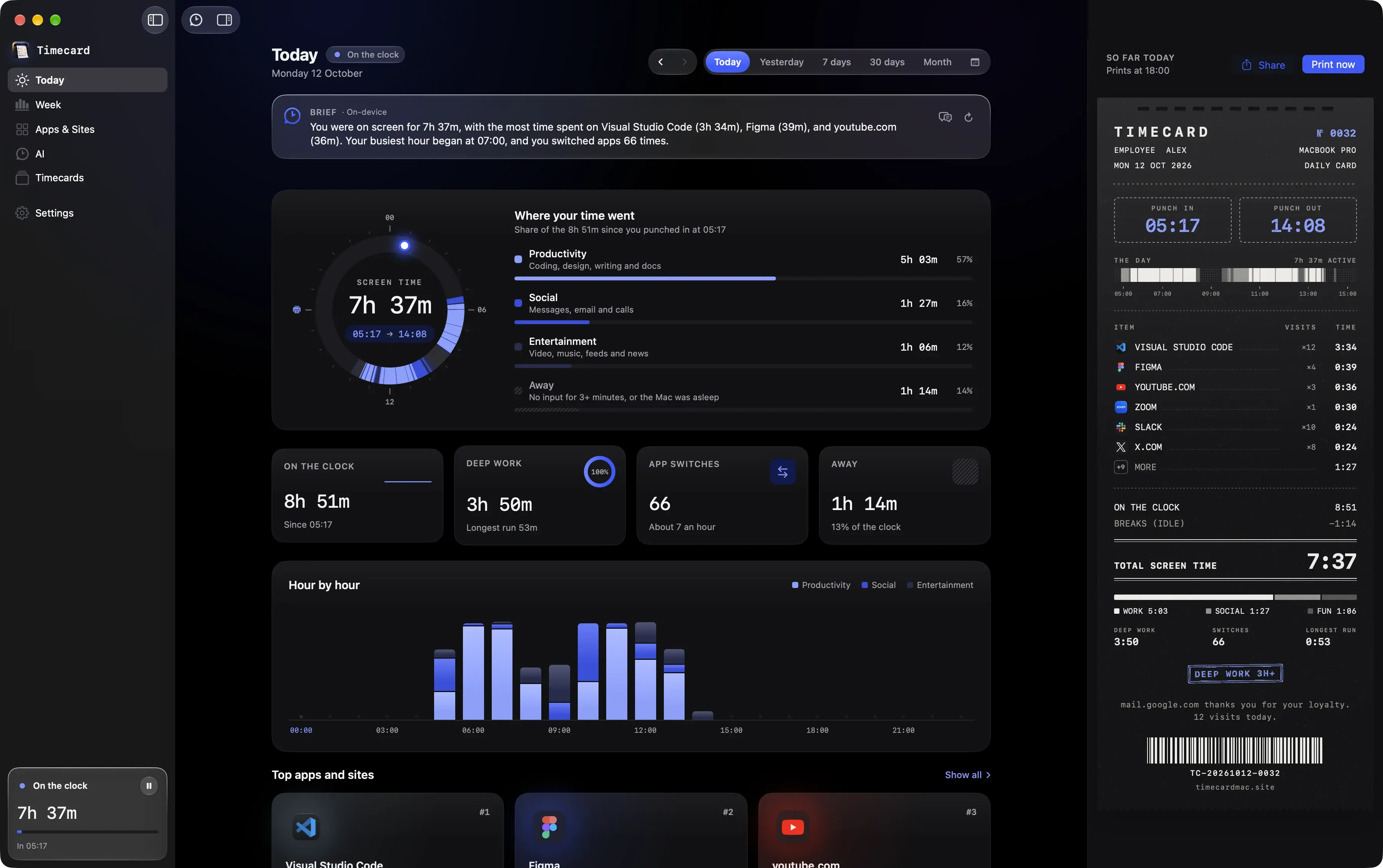 Timecard screenshot