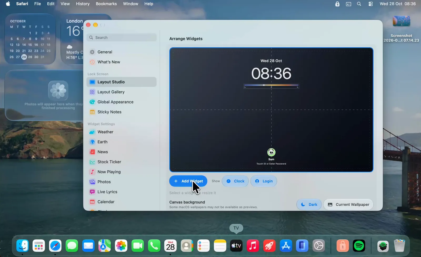 WidgetScreen screenshot